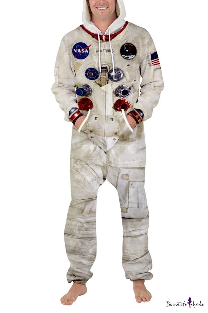 Hot Trendy Astronaut NASA Logo Pattern Unisex Apricot Casual Leisure ...