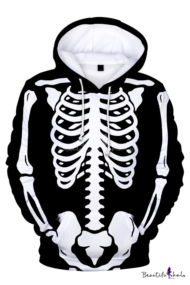 Fashion Halloween Skeleton Printed Long 