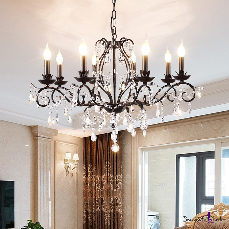 Traditional Candle Ceiling Chandelier Metal Crystal Ceiling Pendant ...