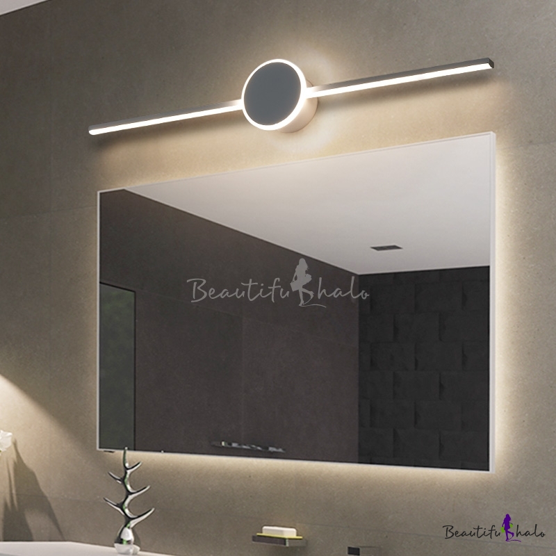 Modern Led Bathroom Lighting With Linear Shade Metallic Wall Mount Light With White Lighting Beautifulhalo Com