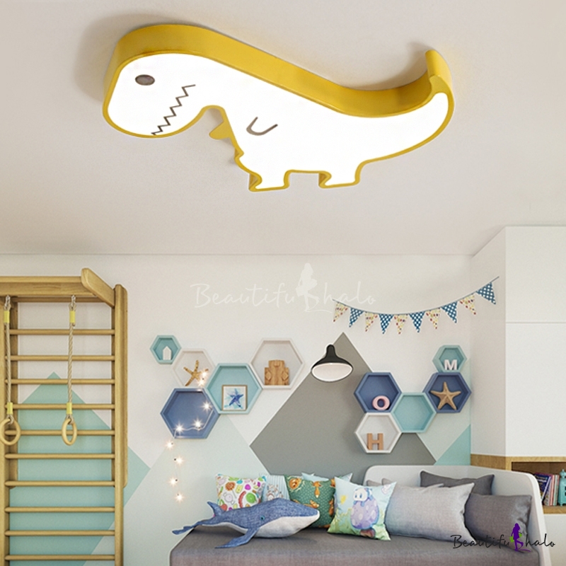 Metal Dinosaur Flush Mount Lighting Cartoon Led Kids Room Ceiling Light Fixture Beautifulhalo Com