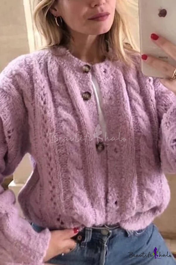 oversized purple cardigan
