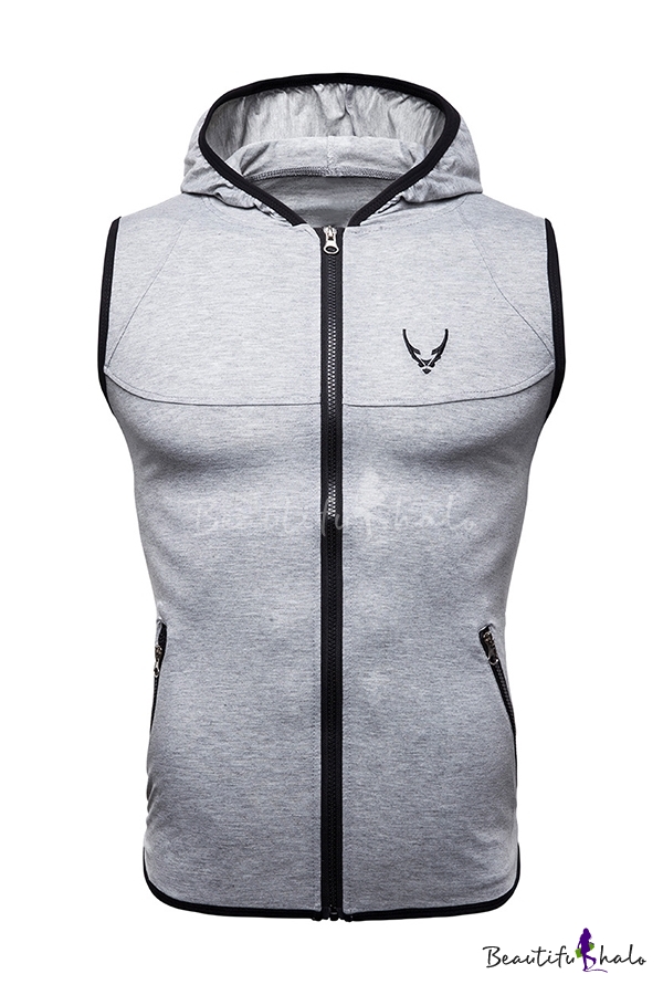 zipper sleeveless hoodie