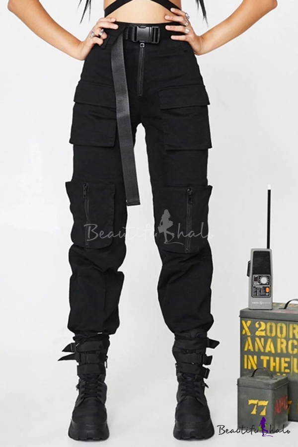 cargo pants with buckle belt