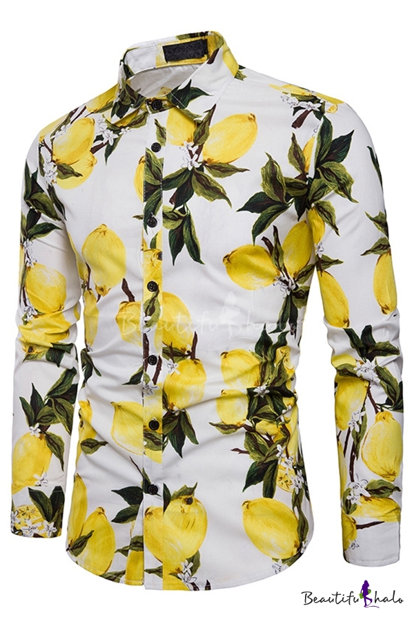 mens lemon button up