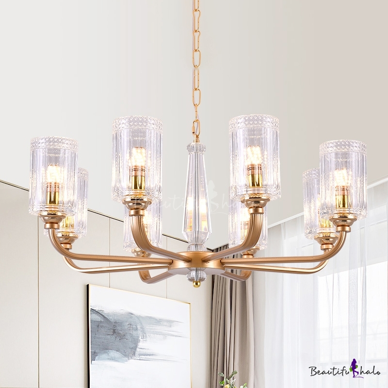 Clear Glass Cylinder Chandelier Light Vintage 3/5/6/8 Heads Chandelier ...