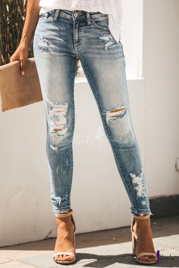 light blue ripped jeans for girls