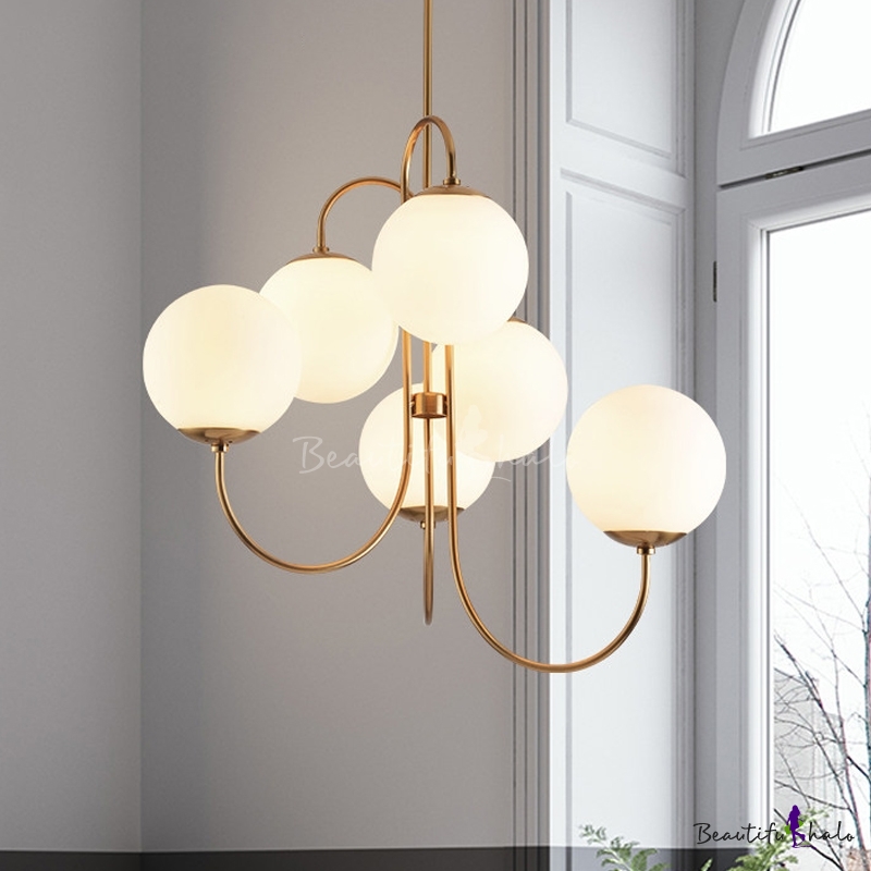 Gold 6 Bulbs Hanging Chandelier Modernism Sphere Ceiling Pendant Light ...