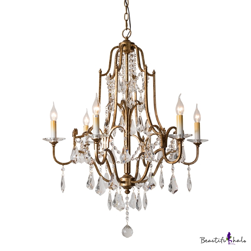 Antique Brass 4/6/9 Lights Chandelier Lighting Traditional Crystal ...