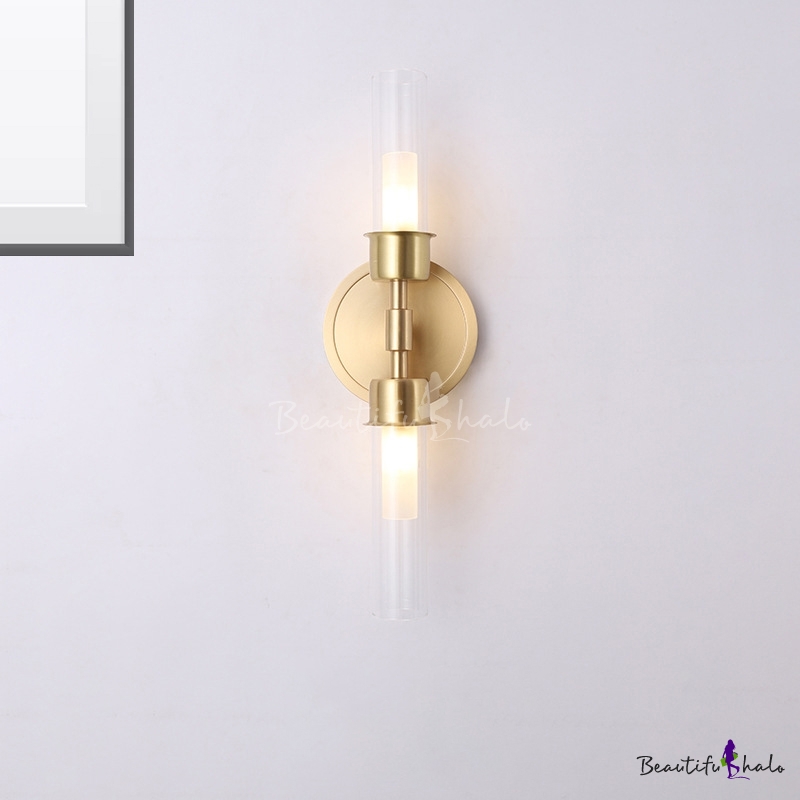 Double Glass Shade Wall Sconce Light Modern Polishing Brass Wall Sconce Lamp 
