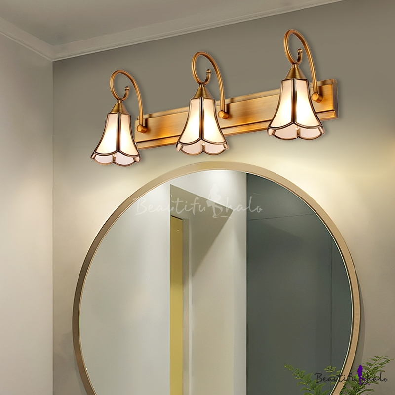 Brass Flower Vanity Light Traditionalism Metal 1/2/3 Bulbs Bathroom ...