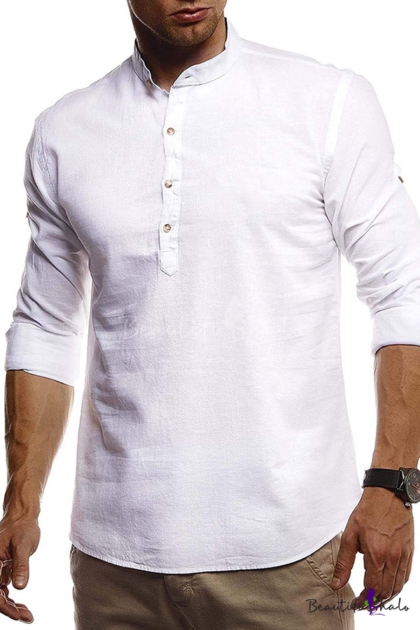 half button shirt mens