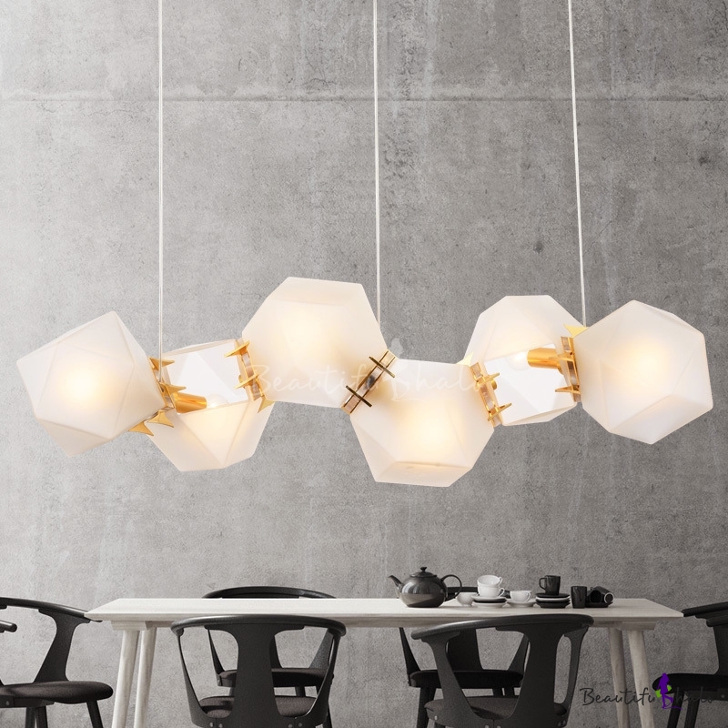Geometric Chandelier Lamp Postmodern Frosted Glass 6/8/10 Lights Gold ...