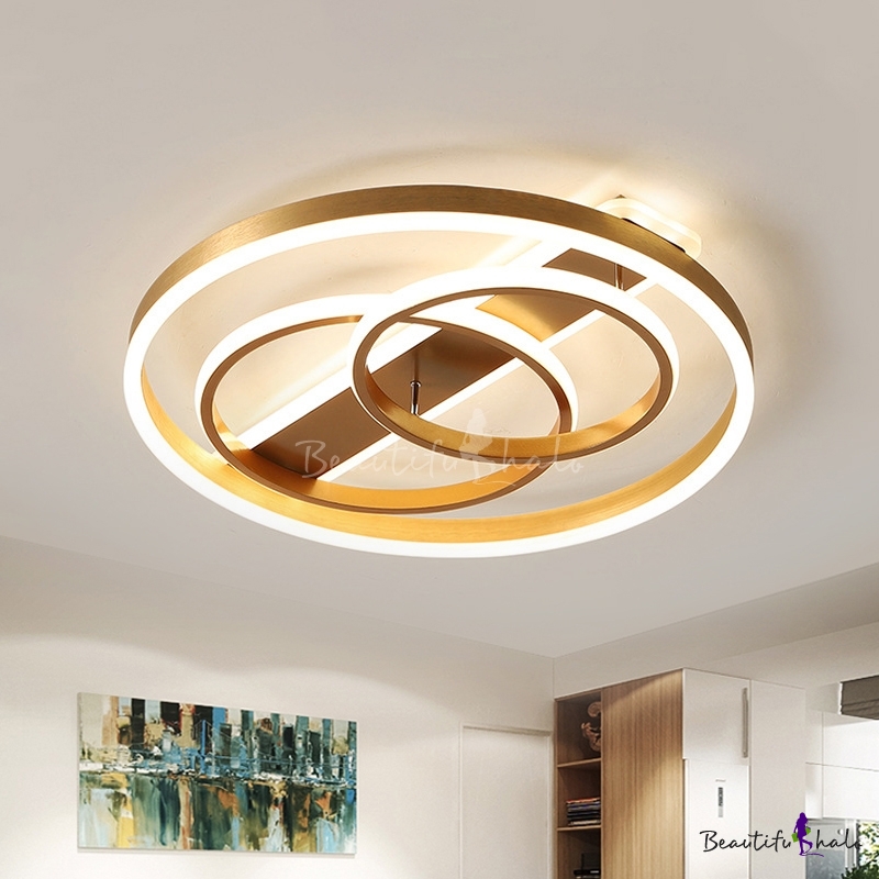 Gold Ring Ceiling Mounted Light Modern Acrylic LED Flush Light Fixture ...