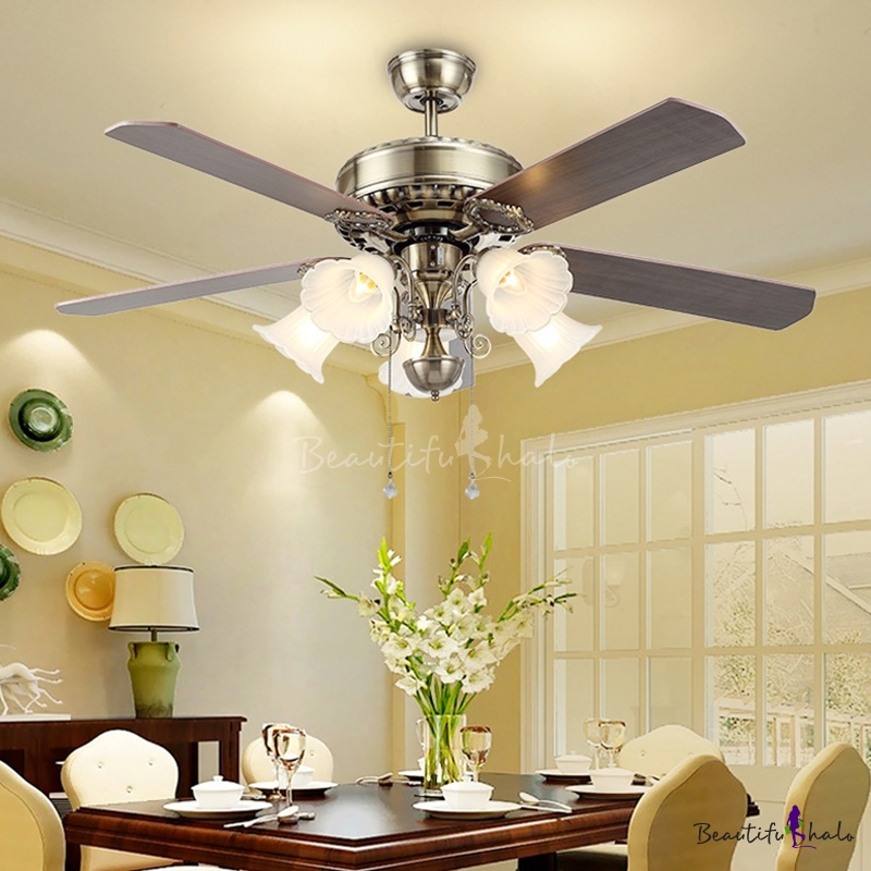 Bloom Dining Room Ceiling Fan Traditional Mouth Blown Opal Glass 5 Bulbs Silver Semi Flush Mount Light Fixture Beautifulhalo Com - Is It Ok To Put A Ceiling Fan In The Dining Room