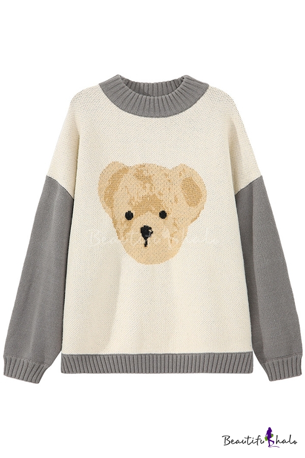 Kawaii Otter Printed Baby Boys Childrens Crew Neck Sweater Long Sleeve Cute Knit Jumper Top