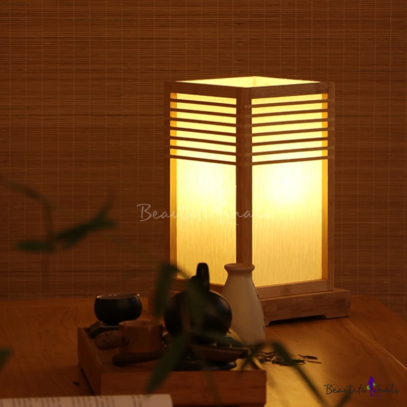 Wood Rectangular Task Lighting Asian 1, Very Small Desk Lamp