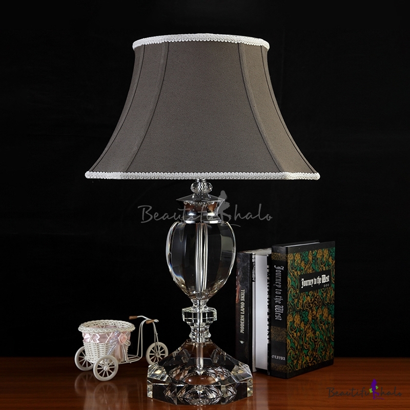 1 Head Table Lamp Simple Living Room Nightstand Light With Urn K9 Crystal In Gray Beautifulhalo Com