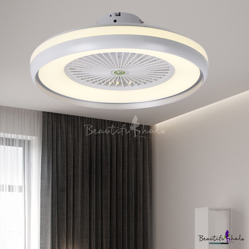 5 Blades Circle Acrylic Ceiling Fan Light Modernist LED Bedroom Semi ...