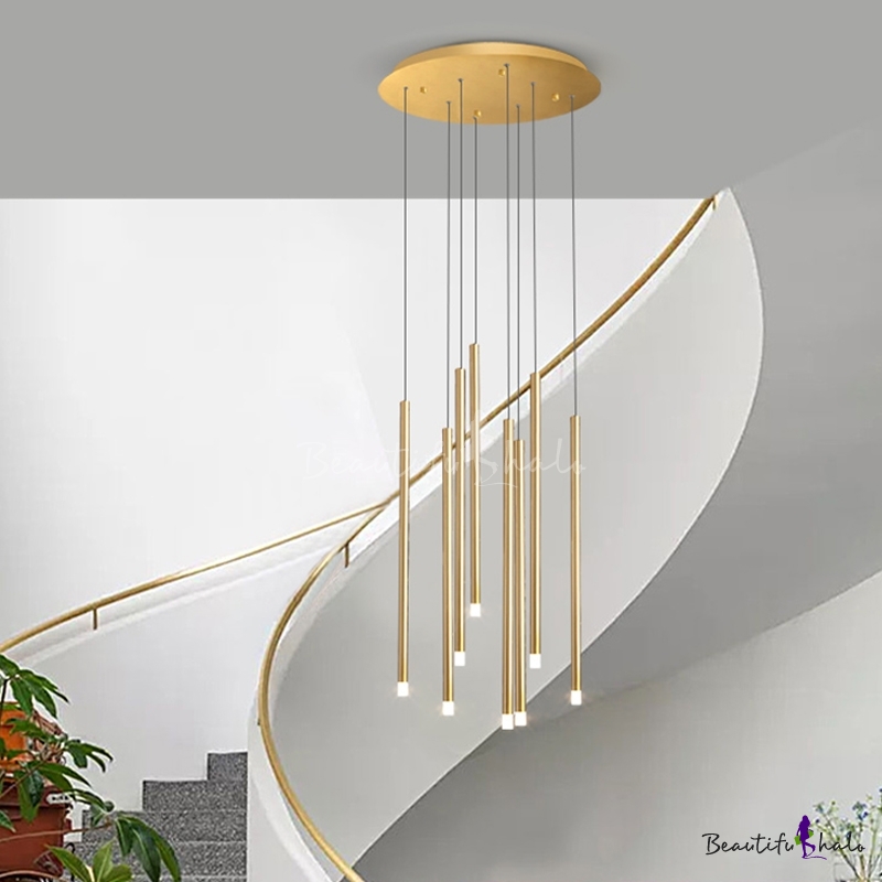 Acrylic Linear Cluster Pendant Light Modern 8/12 Heads Black/Gold LED ...