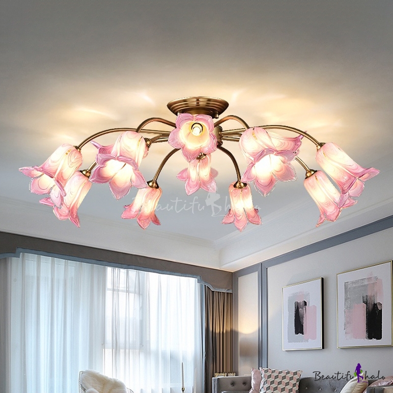 Light LED Frosted Tulip Ceiling Lamp 2312  1/12 scale replacable battery metal 