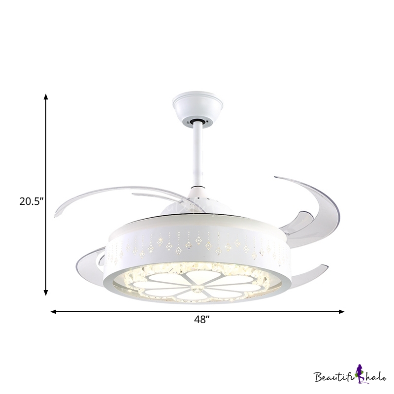 Crystal Flower Ceiling Fan Lighting Modern Living Room 48