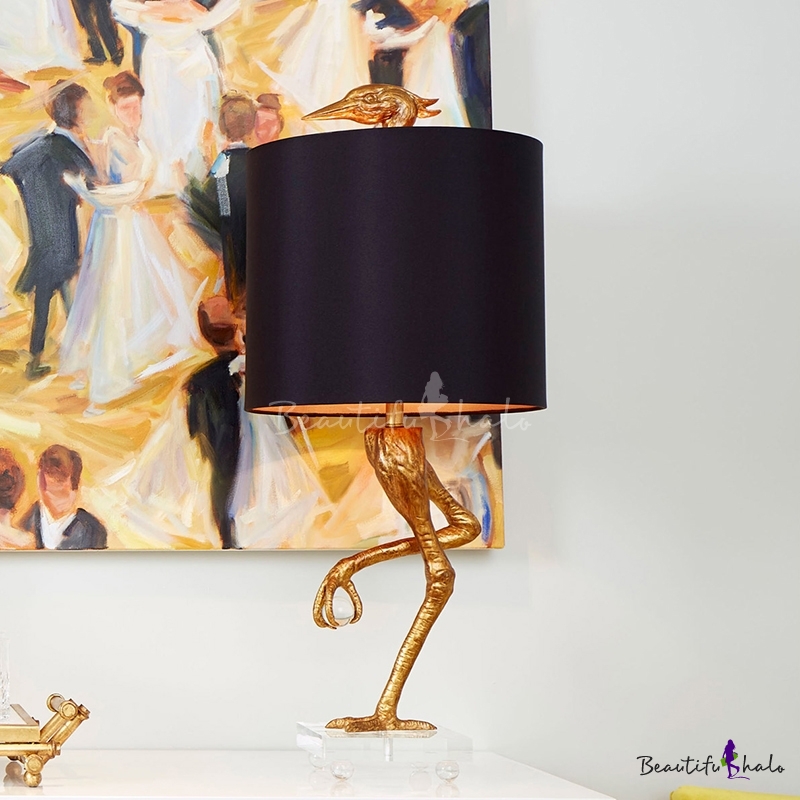 Gold Ostrich Table Lighting Retro Resin 1 Light Bedroom Night Lamp with ...