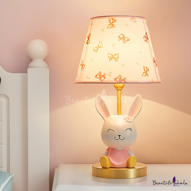 Cartoon Rabbit Resin Night Light Single, Rabbit Table Lamp White Shade