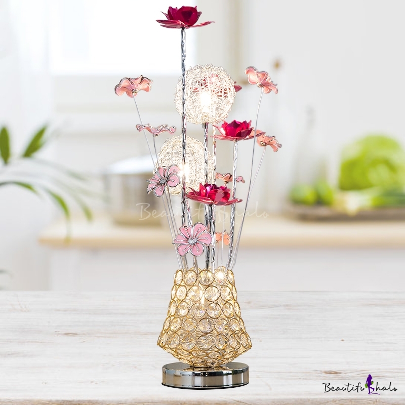 Gold Led Table Lighting Decorative, Flower Floor Lamp Led