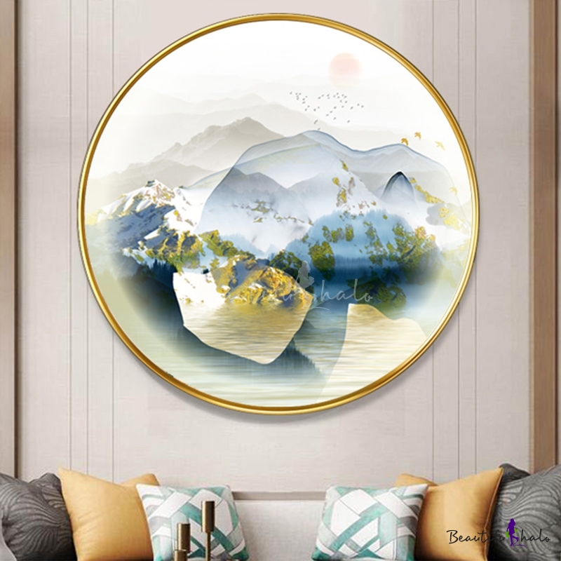 Living Room LED Wall Sconce Chinese Gold Mountain Mural Light with ...