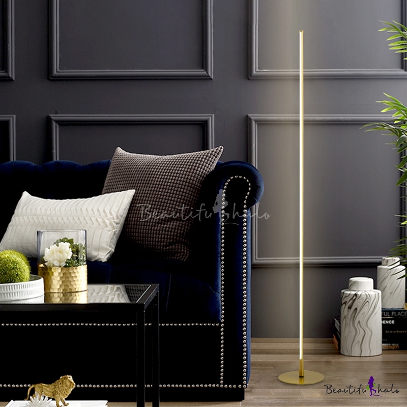Linear Standing Floor Light Minimalism Metal LED Bedroom Floor Lamp in  Gold, White/Warm Light - Beautifulhalo.com