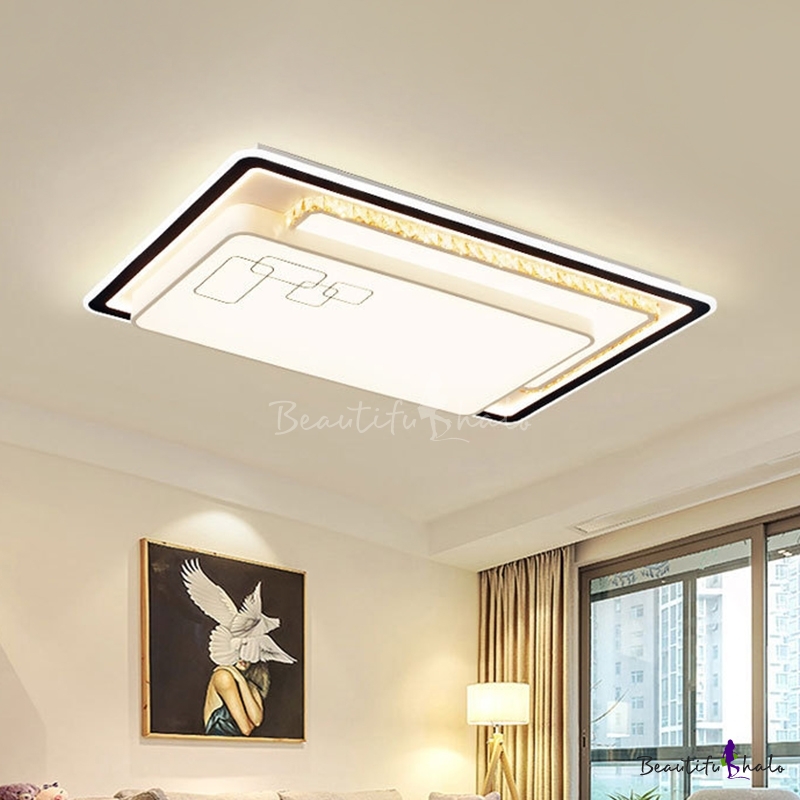 Rectangle Ceiling Mount Light Fixture Contemporary Crystal Block LED ...