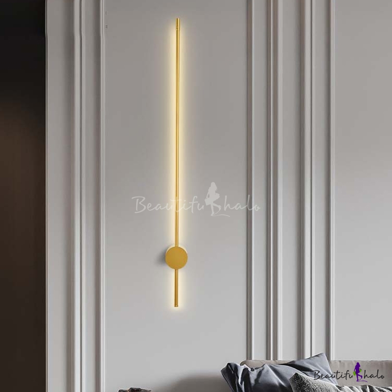 Thin-Line Wall Light Fixture Contemporary Style Metal Gold LED Wall ...