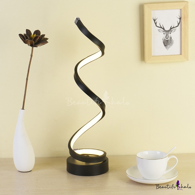 Twisty-Shape Bedside Nightstand Lamp Metal Minimalist LED Table Light ...