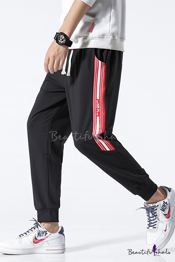 striped drawstring pants mens