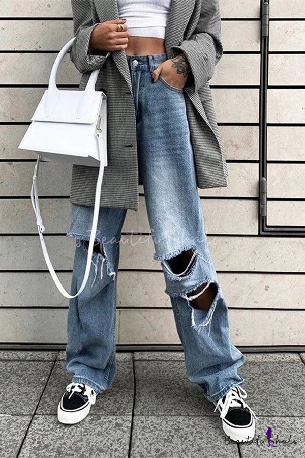 full length straight jeans