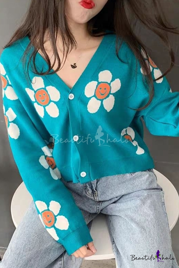 flower print cropped cardigan