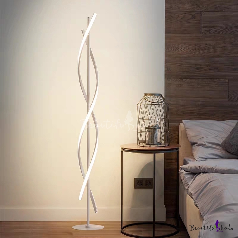 Black/White Spiral Floor Standing Light Minimalist Metal LED Floor Lamp ...