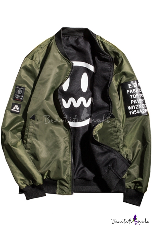 letter patched bomber jacket