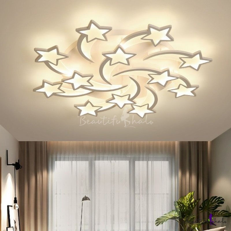 Kids Shooting Star Semi Flush Mount Acrylic 3/5/15-Bulb Living Room LED ...