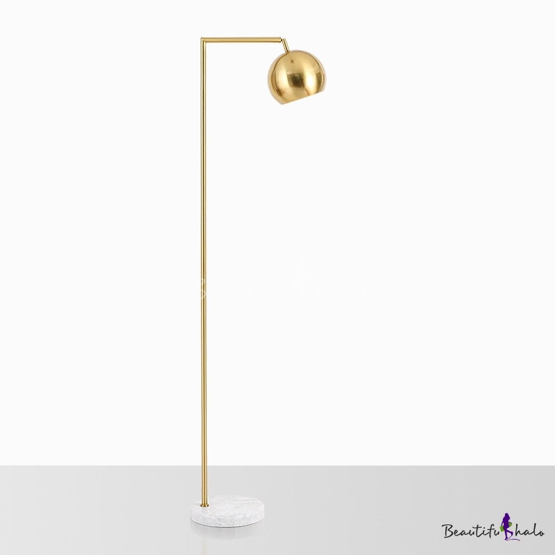 Swivelable Dome Shade Floor Lamp Simple, Gold Exposed Bulb Floor Lamps