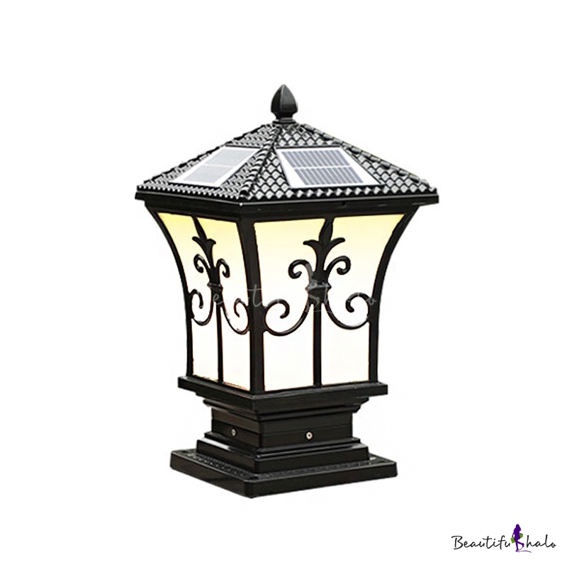 Metal Black/Bronze Solar Post Lantern Small/Medium/Large Vintage Style ...