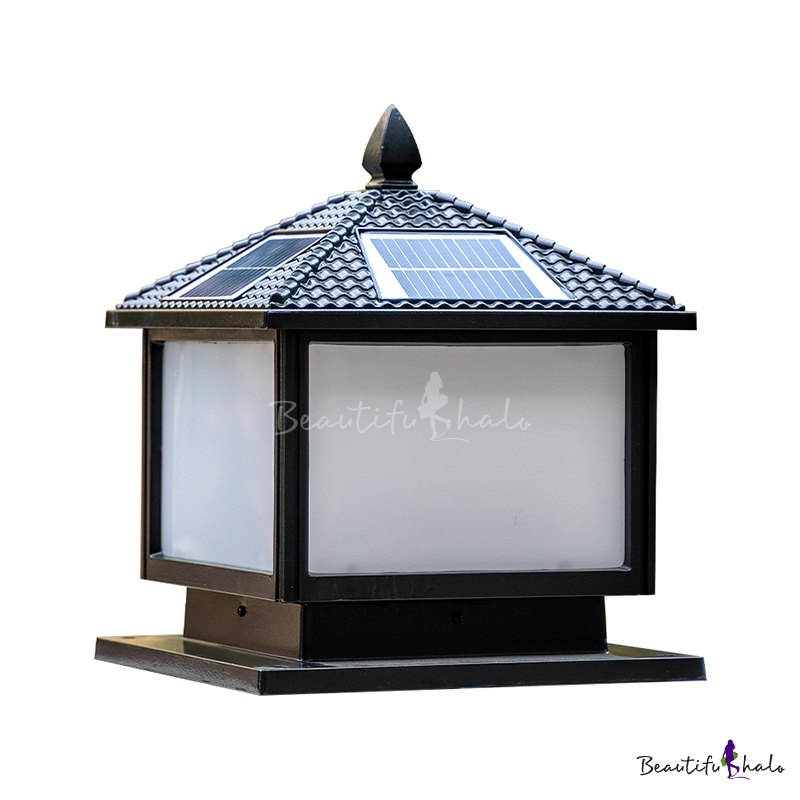 Square Acrylic Solar Pier Mount Light Rustic 10