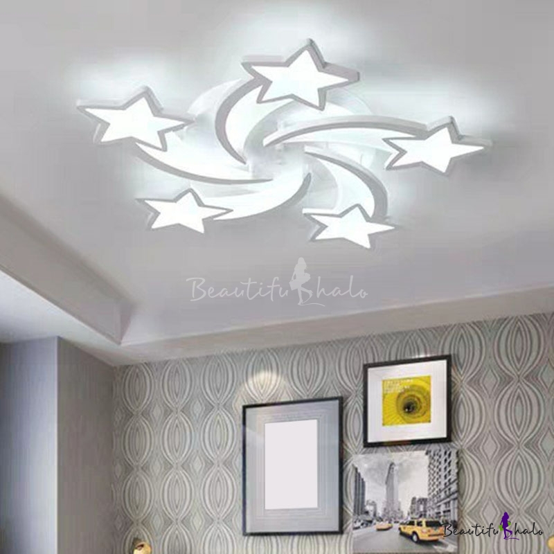 Kids Shooting Star Semi Flush Mount Acrylic 3/5/15-Bulb Living Room LED ...