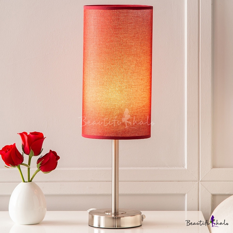 Fabric Pipe Shaped Night Light Modern, Modern Red Table Lamps