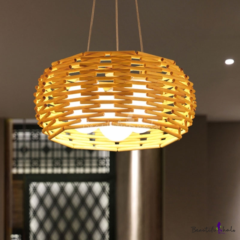 Bamboo Nest Chandelier Asian 3 4 Bulb, Small Glass Ceiling Light Shades