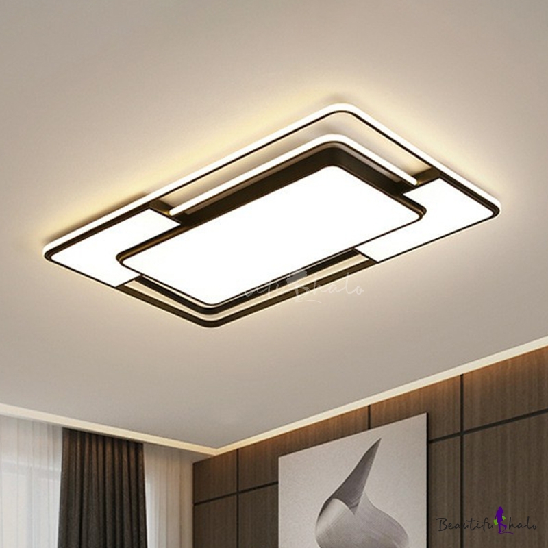 Minimalist Led Ceiling Flush Mount Light Black Geometry Flush Lamp With 