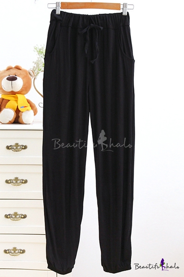 solid elastic waist sweatpants