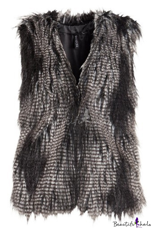 New Trendy Colarless Faux Peacock Feather Vest Coat - Beautifulhalo.com