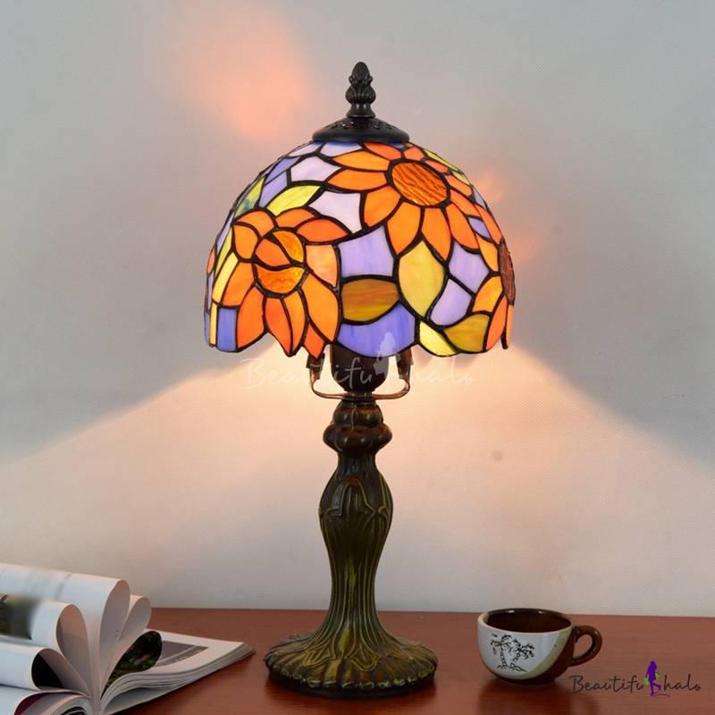 1-Light Living Room Table Lamp Tiffany Style Night Light with Dome ...